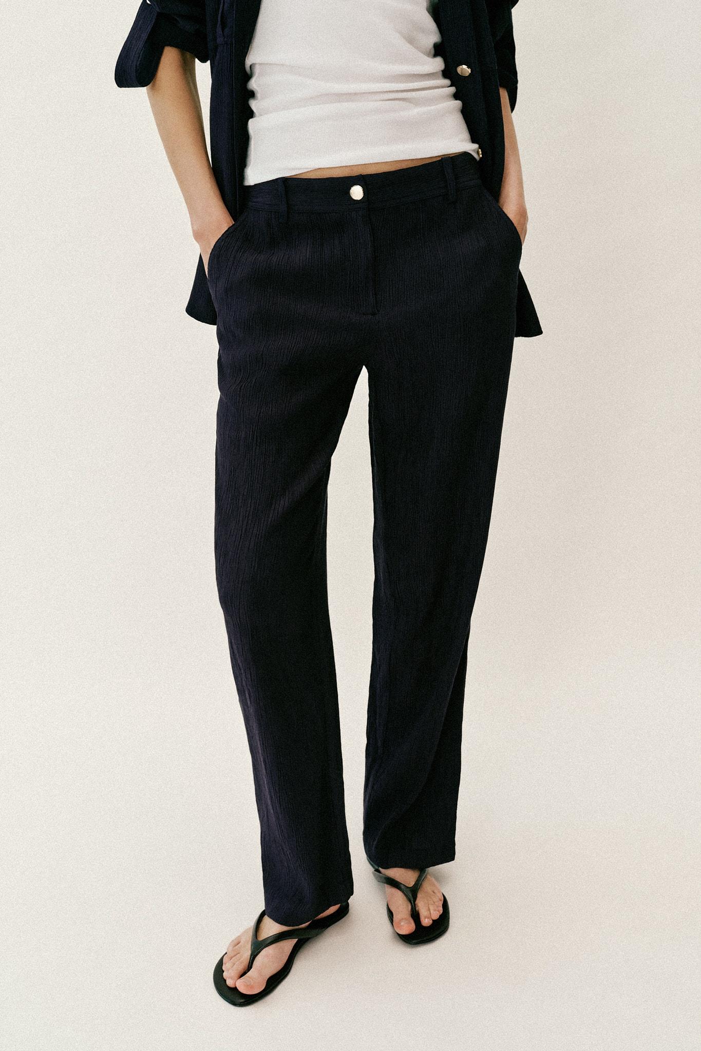PANTALON DROIT EFFET FROISSÉ